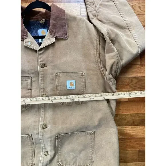 VTG Carhartt C01 BRN Michigan Firm Duck Chore Coat Jacket Blanket Lined Mens 44 - Picture 9 of 10